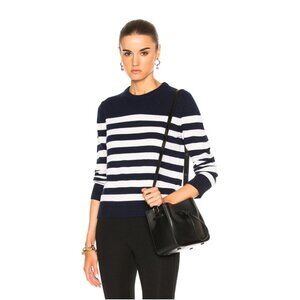 Rag & Bone Lillian Striped Ivory and Navy Cashmere Sweater, Size Small